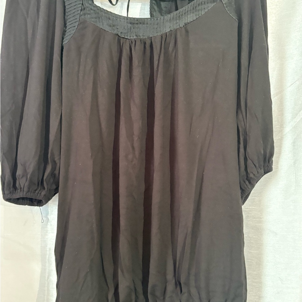 bebe Black Tunic Top with Pleated Details size XS
